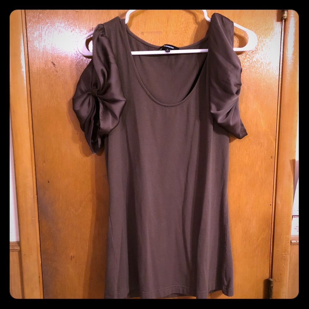 Express bow sleeve cold shoulder shirt